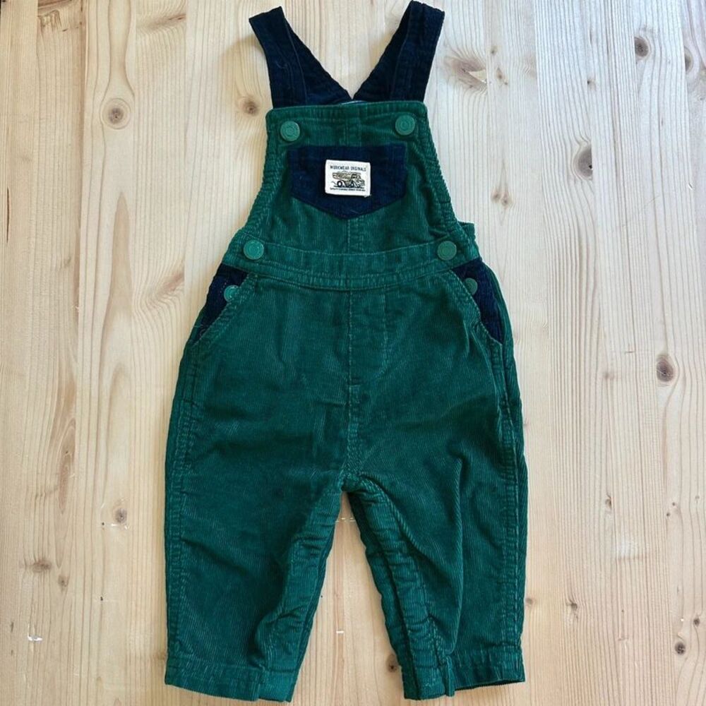 Vintage style old navy workwear original overalls green navy blue patches 3-6m